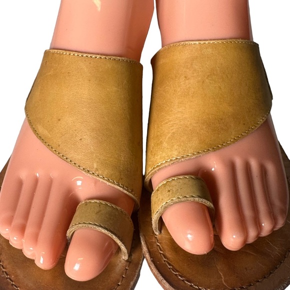 Free People Sant Antoni Sandal Brown Leather Women's 36 US 6.5 Toe Loop Slides - Picture 7 of 14